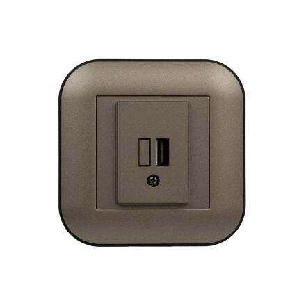 Розетка 1-USB  LOFT мока+чорна