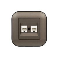 Розетка комп'ютерна двійна (CAT6)  LOFT мока+чорна