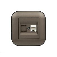Розетка комп'ютерна (CAT6)  LOFT мока+чорна