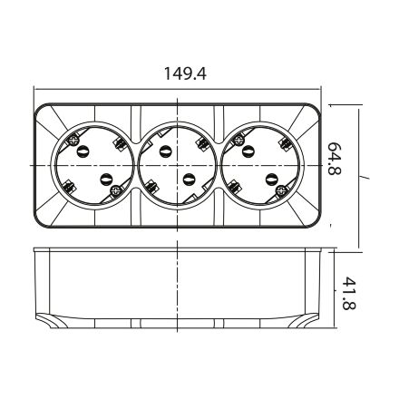 Розетка потрійна з заземленням біла POWER MAX-3E