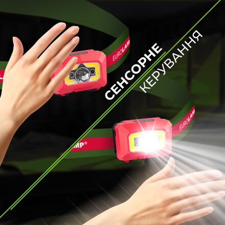 Світлодіодний ліхтар налобний Eurolamp 3W COB Red Light 3 х ААА червоний