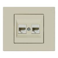 Розетка комп'ютерна двійна (CAT6) кремова GRANO