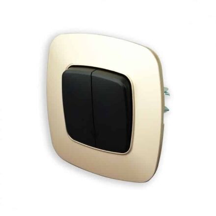 Вимикач 2-клавішний з підсвіткою чорний-золото ELA