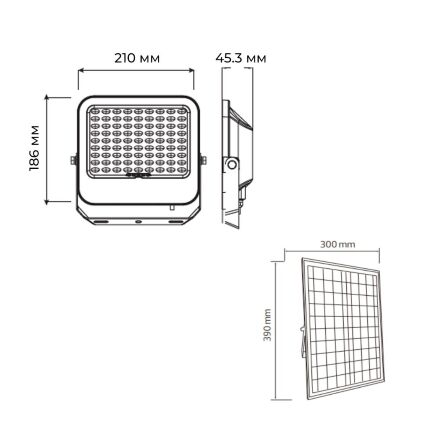 Прожектор світлодіодний з сонячною панеллю TIGER PRO-200 200W 6400K