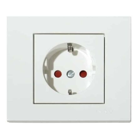 Розетка одинарна з заземленням та шторками біла GRANO