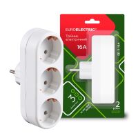 Мережевий трійник із заземленням Euroelectric X3 16 A Біло-сірий