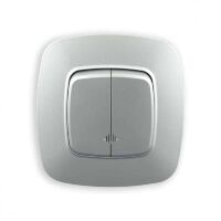 Вимикач 2-клавішний з підсвіткою срібло ELA