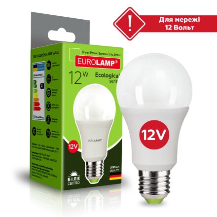 EUROLAMP LED Лампа А60 12W E27 4000K 12V