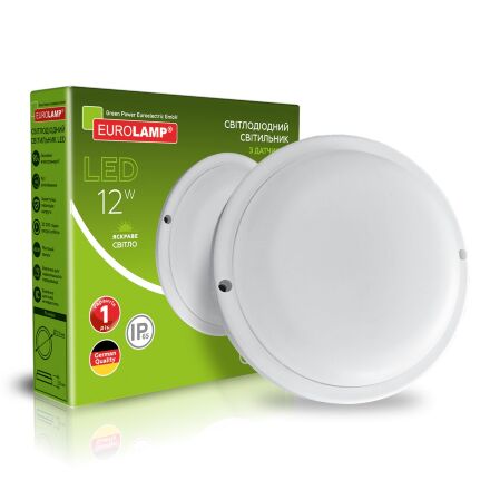 Світлодіодний світильник круглий ЖКГ EUROLAMP LED 12W 5000K з датчиком руху