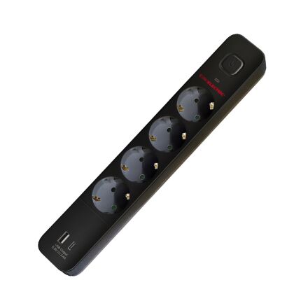 Мережевий фільтр-подовжувач Euroelectric Х4 10А 2 м з USB Type C чорний