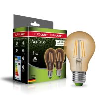 Філаментна лампа EUROLAMP LED А60 800 Lm E27 4000K 2шт