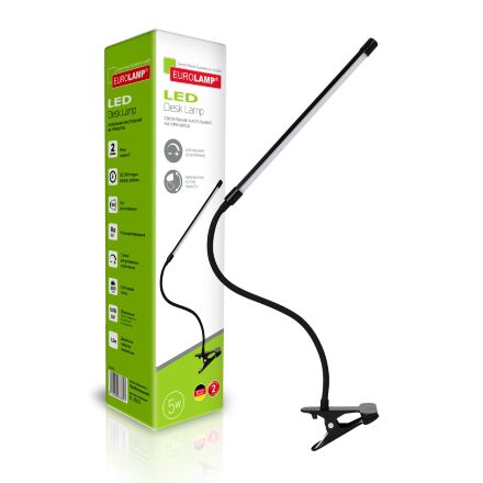 Настільна лампа EUROLAMP LED 5W 200 Lm 6500K на кліпсі чорний