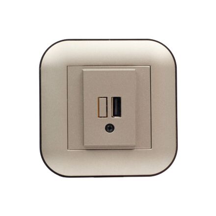 Розетка 1-USB  LOFT антрацит+чорна