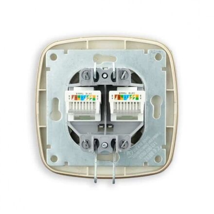 Розетка подвійна комп'ютерна чорний-золото ELA