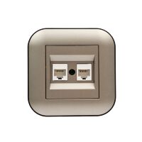 Розетка комп'ютерна двійна (CAT6)  LOFT антрацит+чорна