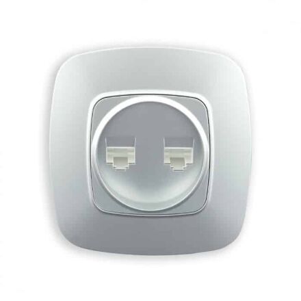 Розетка подвійна комп'ютерна срібло ELA