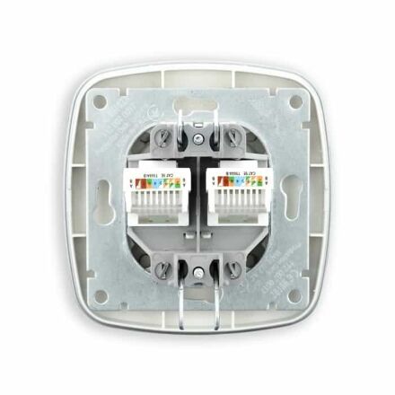 Розетка подвійна комп'ютерна срібло ELA