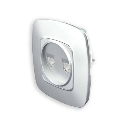 Розетка подвійна комп'ютерна срібло ELA