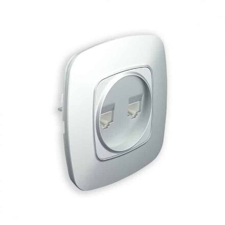 Розетка подвійна комп'ютерна срібло ELA