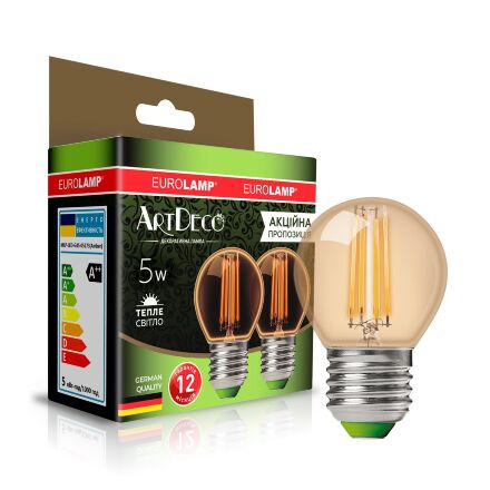 Філаментна лампа EUROLAMP LED G45 5W 530 Lm E27 3000K deco 2шт