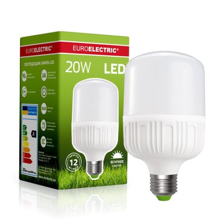 Високопотужна світлодіодна лампа EUROELECTRIC Plastic 20W E27 4000K 220V