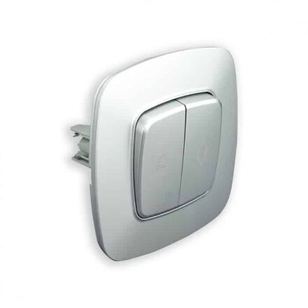 Вимикач прохідний 2-клавішний срібло ELA