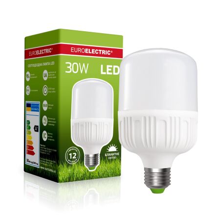Високопотужна світлодіодна лампа EUROELECTRIC Plastic 30W E27 6500K 220V
