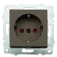 Механізм розетки з заземленням та шторками GRANO мока