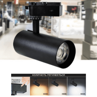 Світлодіодний світильник трековий BREMEN-20 3CCT 20W білий