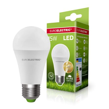 Світлодіодна лампа EUROELECTRIC LED А60 15W E27 4000K 220V