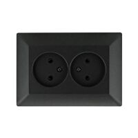 Розетка подвійна без заземлення чорна ODAK