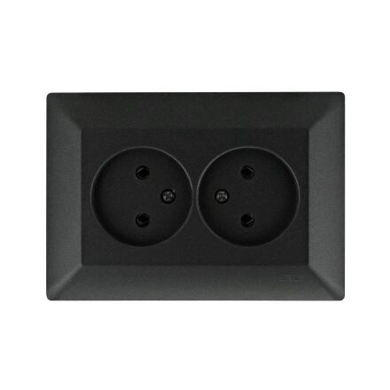 Розетка подвійна без заземлення чорна ODAK