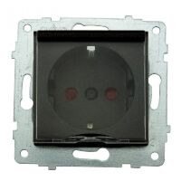 Механізм розетки з заземленням з кришкою та шторками GRANO чорний