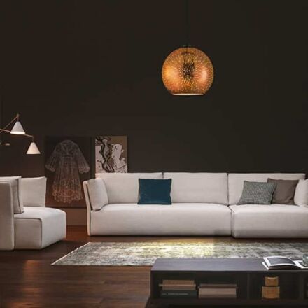 Світильник підвісний QUANTUM Е27 3D-ефект круглий мідь