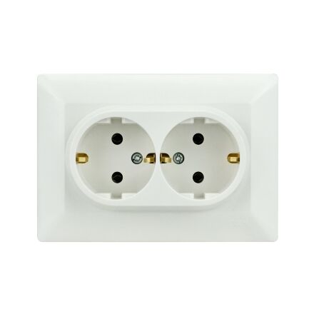 Розетка подвійна з заземленням біла ODAK