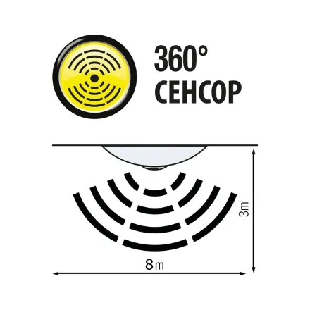 Світильник стельовий металевий з датчиком руху