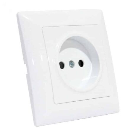 Розетка одинарна без заземлення біла TINA