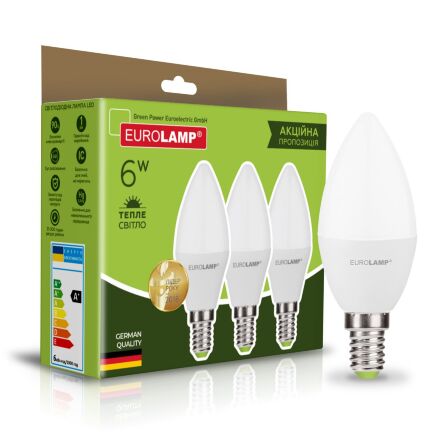 Світлодіодна лампа Eurolamp LED CL 6W 520 Lm E14 3000K