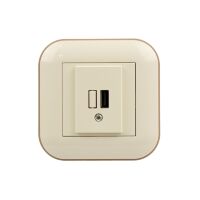 Розетка 1-USB LOFT кремова+крафтова
