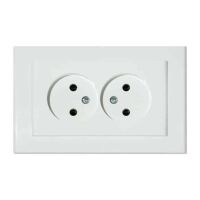 Розетка подвійна без заземлення біла MINA
